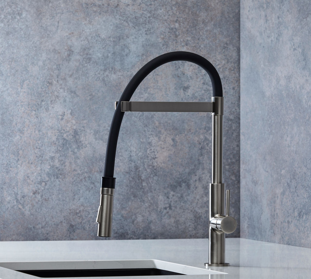 Malham Flexi Pull Down, Dual lever tap
- Brushed Nickel