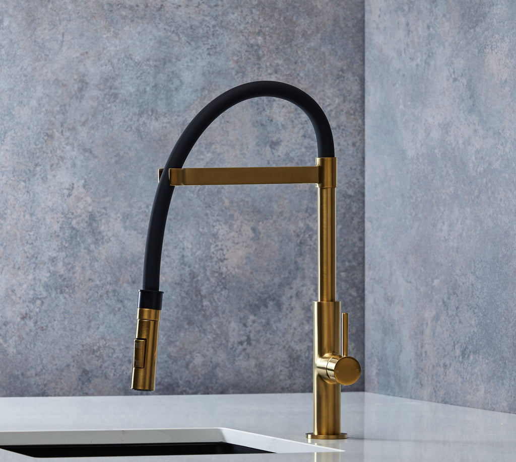 Malham Flexi Pull Down, Dual lever tap
- Brushed Brass