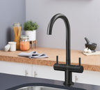 Shannon Twin Lever Swan Neck Mono Bloc Tap - Matt Black