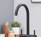 Shannon Twin Lever Swan Neck Mono Bloc Tap - Matt Black