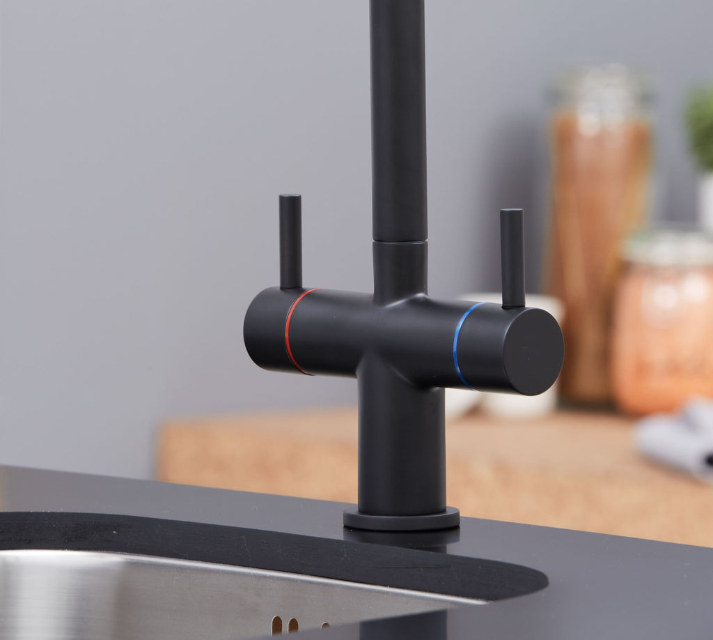Shannon Twin Lever Swan Neck Mono Bloc Tap - Matt Black