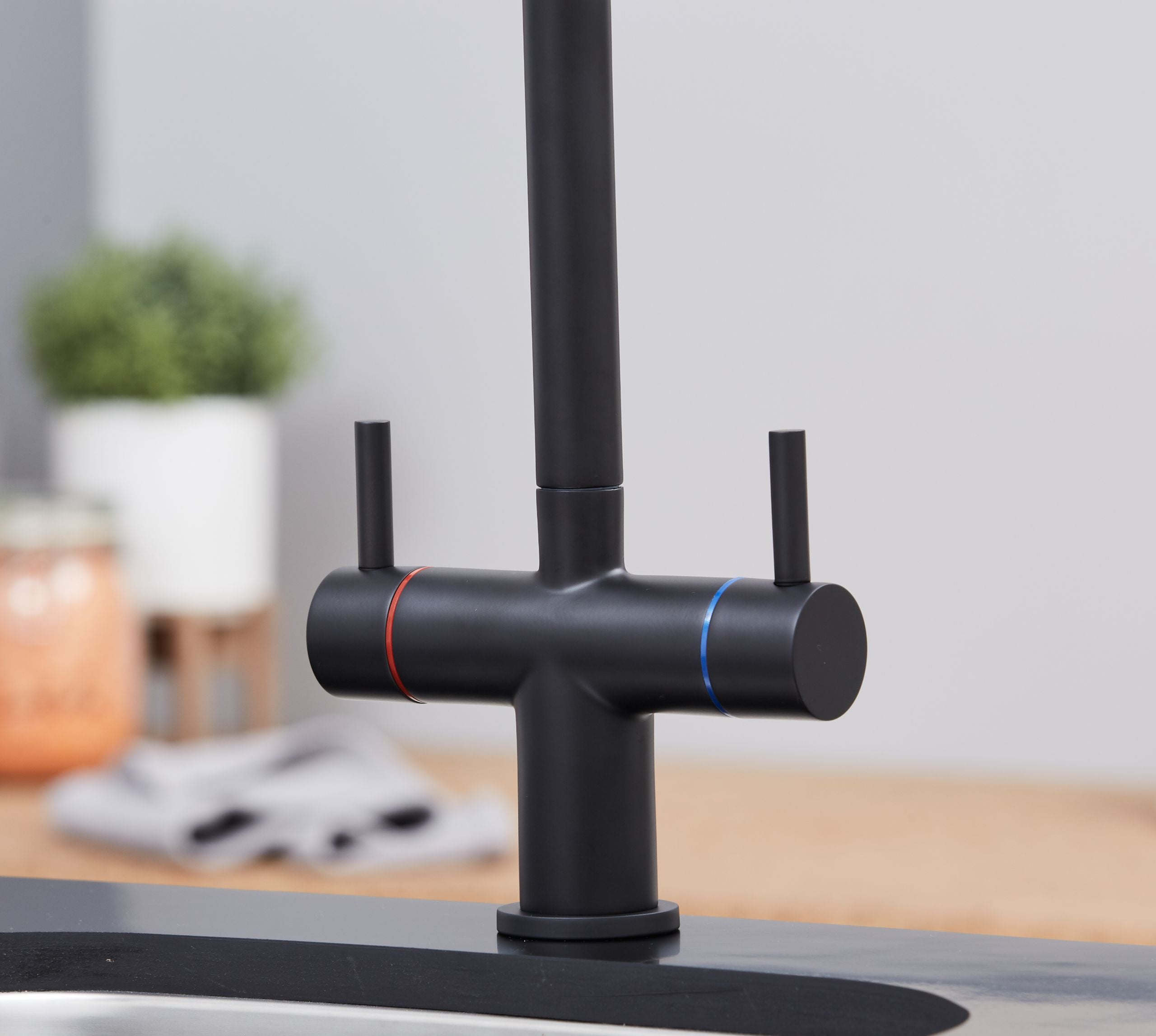 Shannon Twin Lever Swan Neck Mono Bloc Tap - Matt Black