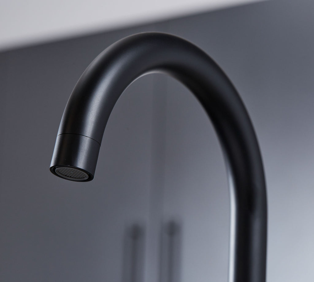 Shannon Twin Lever Swan Neck Mono Bloc Tap - Matt Black