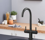 Shannon Twin Lever Swan Neck Mono Bloc Tap - Matt Black