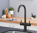 Shannon Twin Lever Swan Neck Mono Bloc Tap - Matt Black