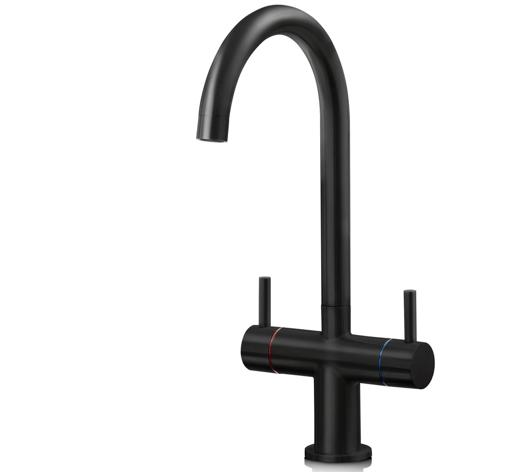 Shannon Twin Lever Swan Neck Mono Bloc Tap - Matt Black