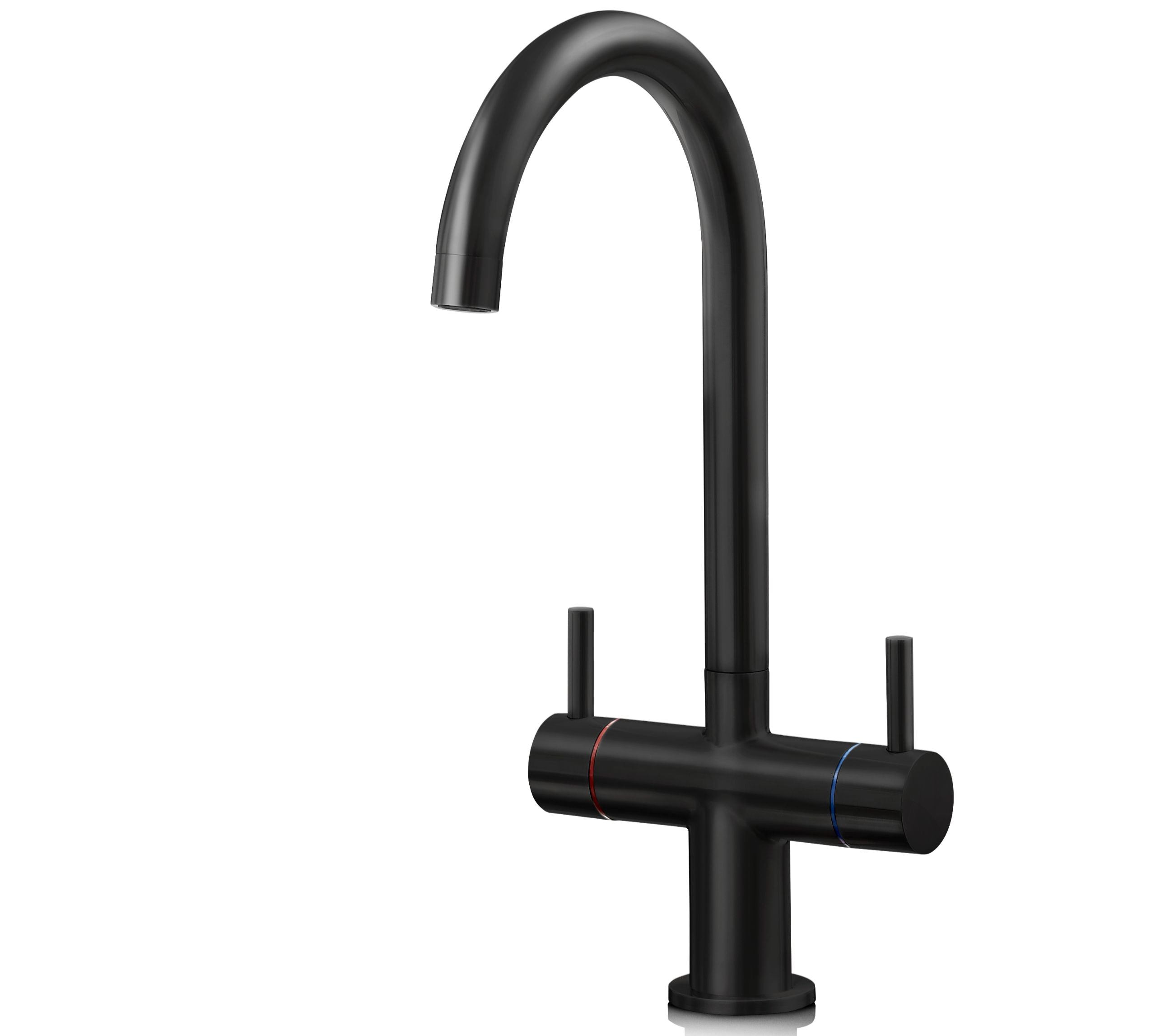 Shannon Twin Lever Swan Neck Mono Bloc Tap - Matt Black