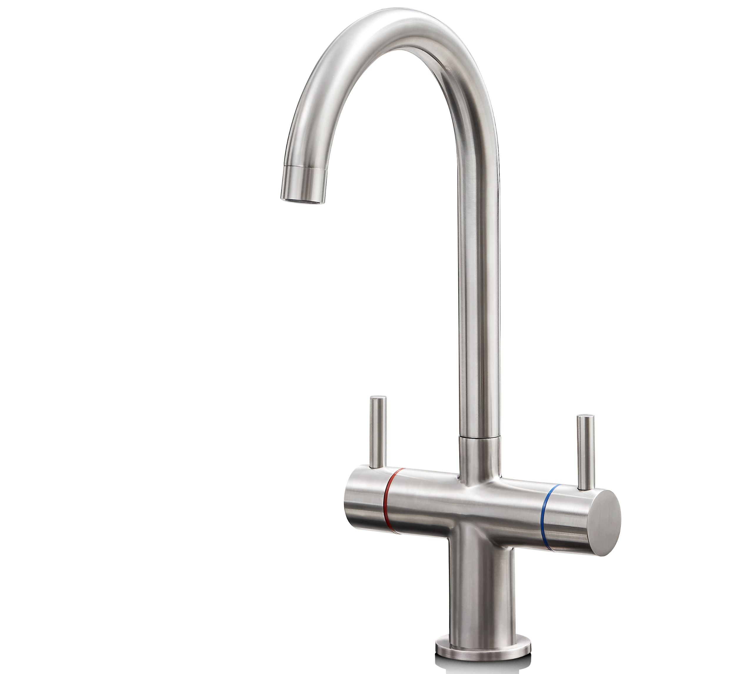 Shannon Twin Lever Swan Neck Mono Bloc Tap - Brushed Nickel