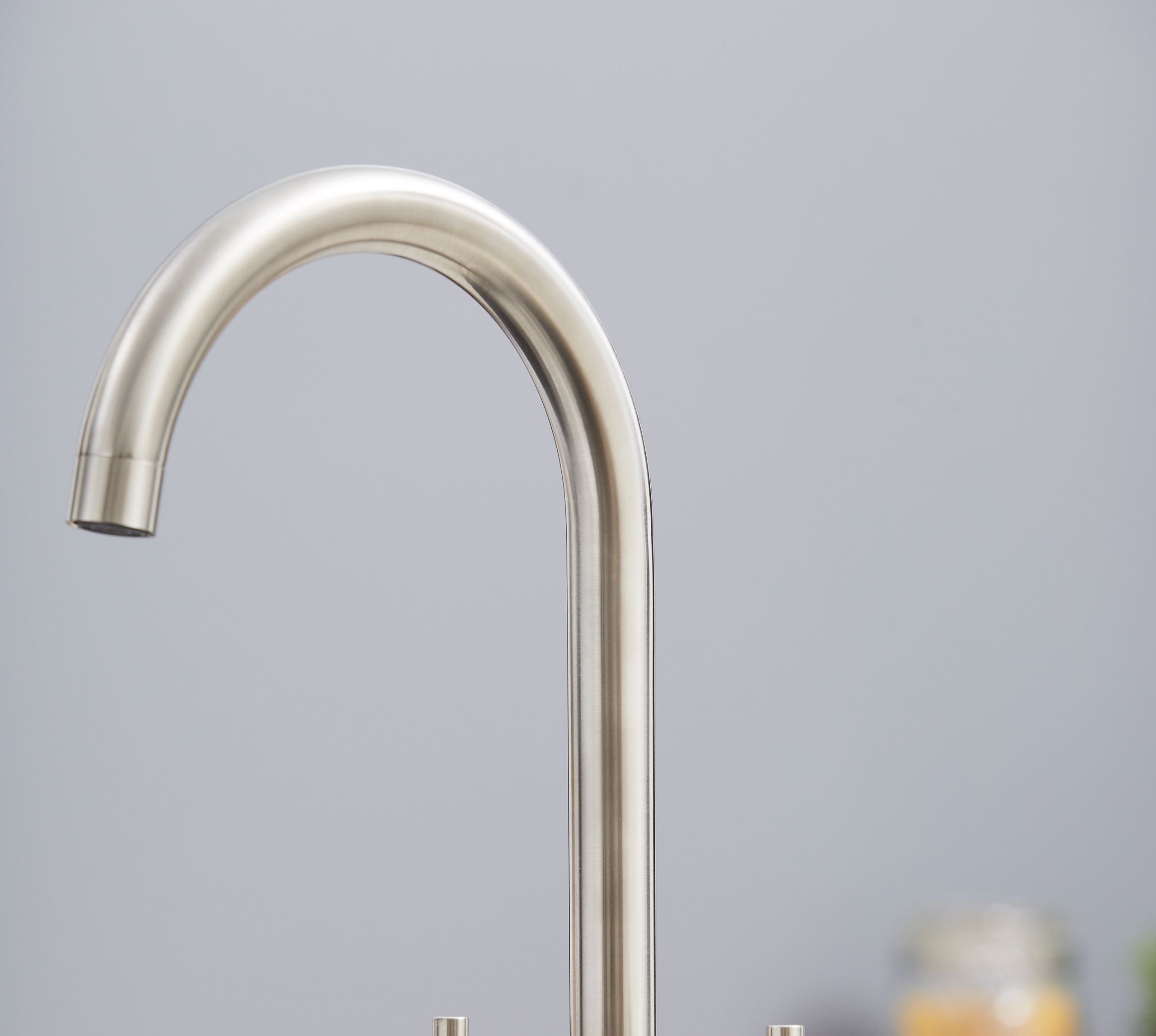 Shannon Twin Lever Swan Neck Mono Bloc Tap - Brushed Nickel