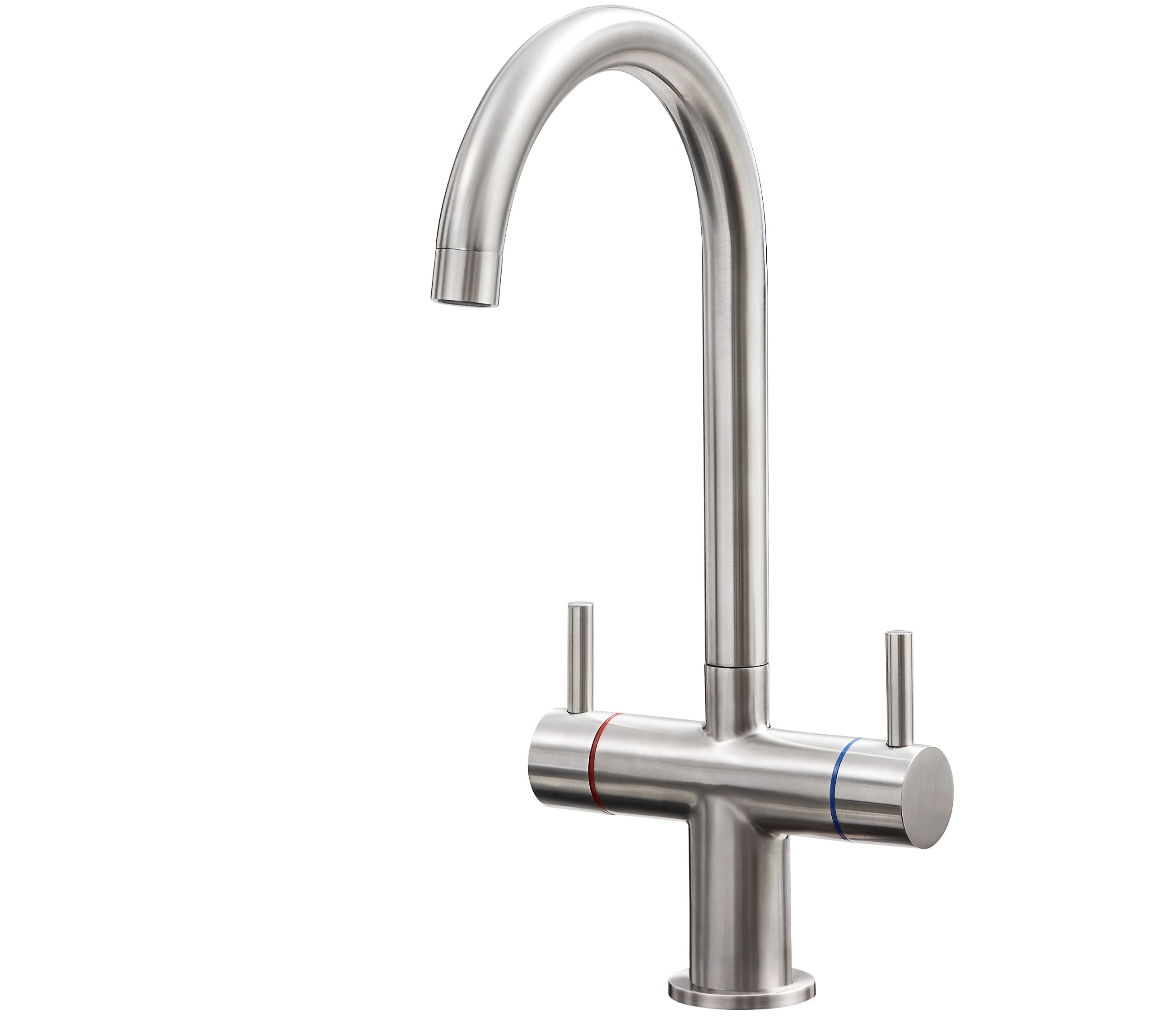 Shannon Twin Lever Swan Neck Mono Bloc Tap - Brushed Nickel
