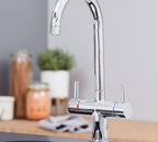 Shannon Twin Lever Swan Neck Mono Bloc tap - Chrome