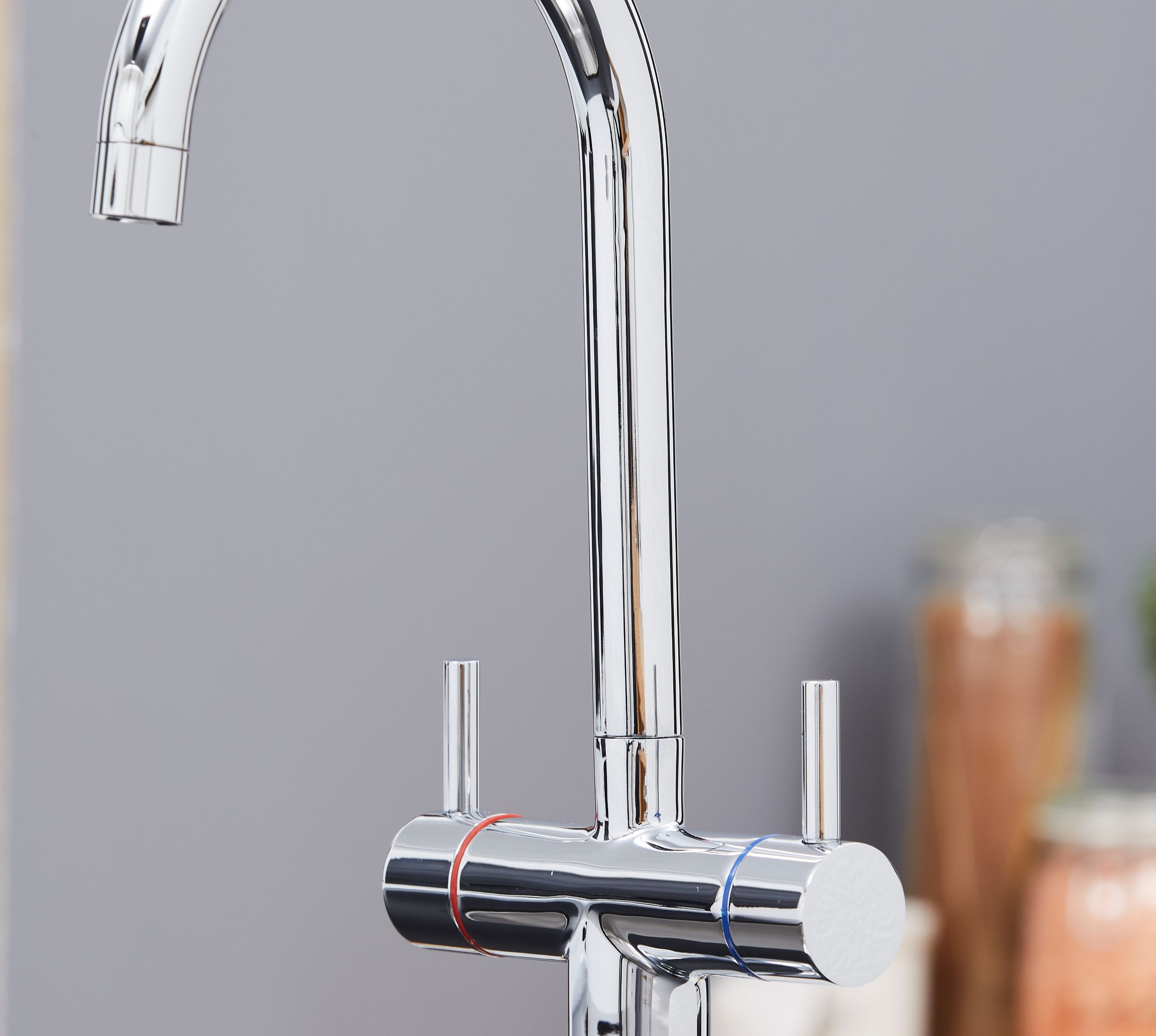 Shannon Twin Lever Swan Neck Mono Bloc tap - Chrome