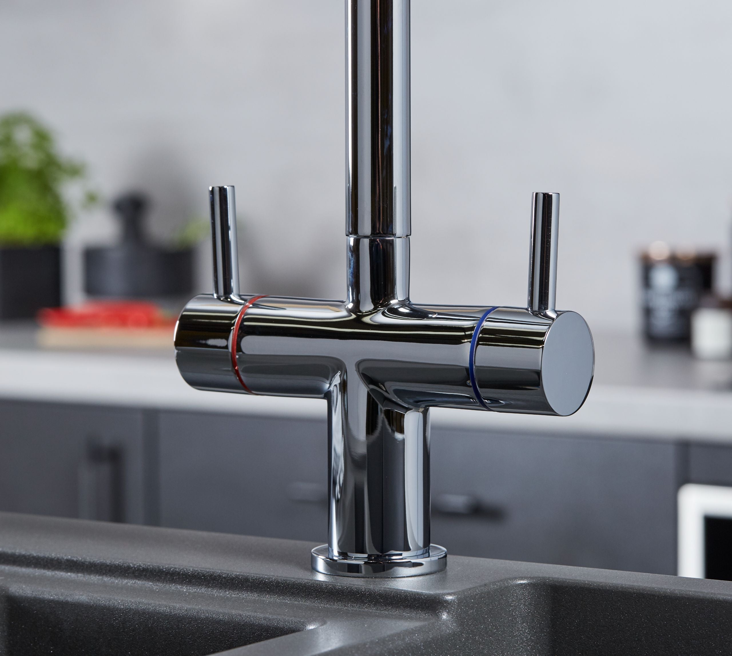 Shannon Twin Lever Swan Neck Mono Bloc tap - Chrome