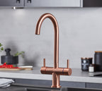 Shannon Twin Lever Swan Neck Mono Bloc Tap - Copper