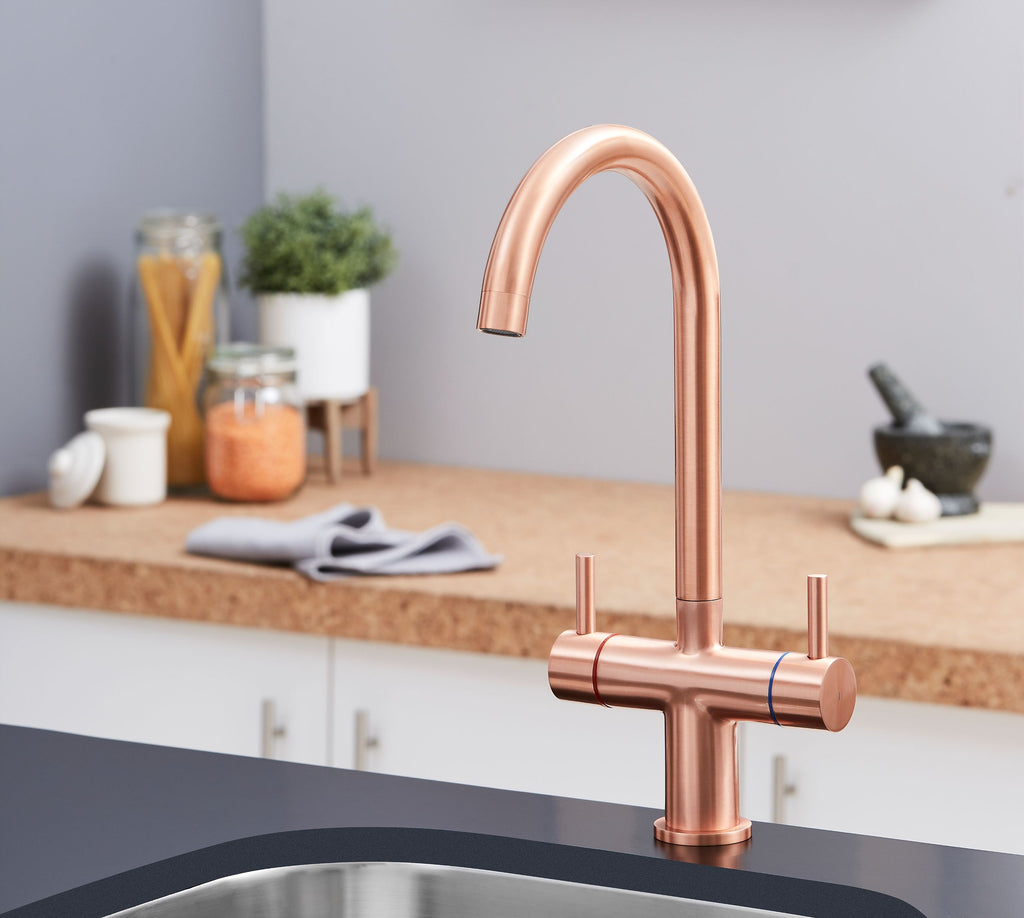 Shannon Twin Lever Swan Neck Mono Bloc Tap - Copper