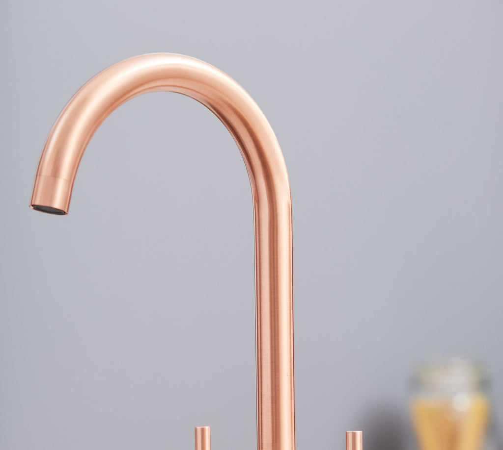 Shannon Twin Lever Swan Neck Mono Bloc Tap - Copper