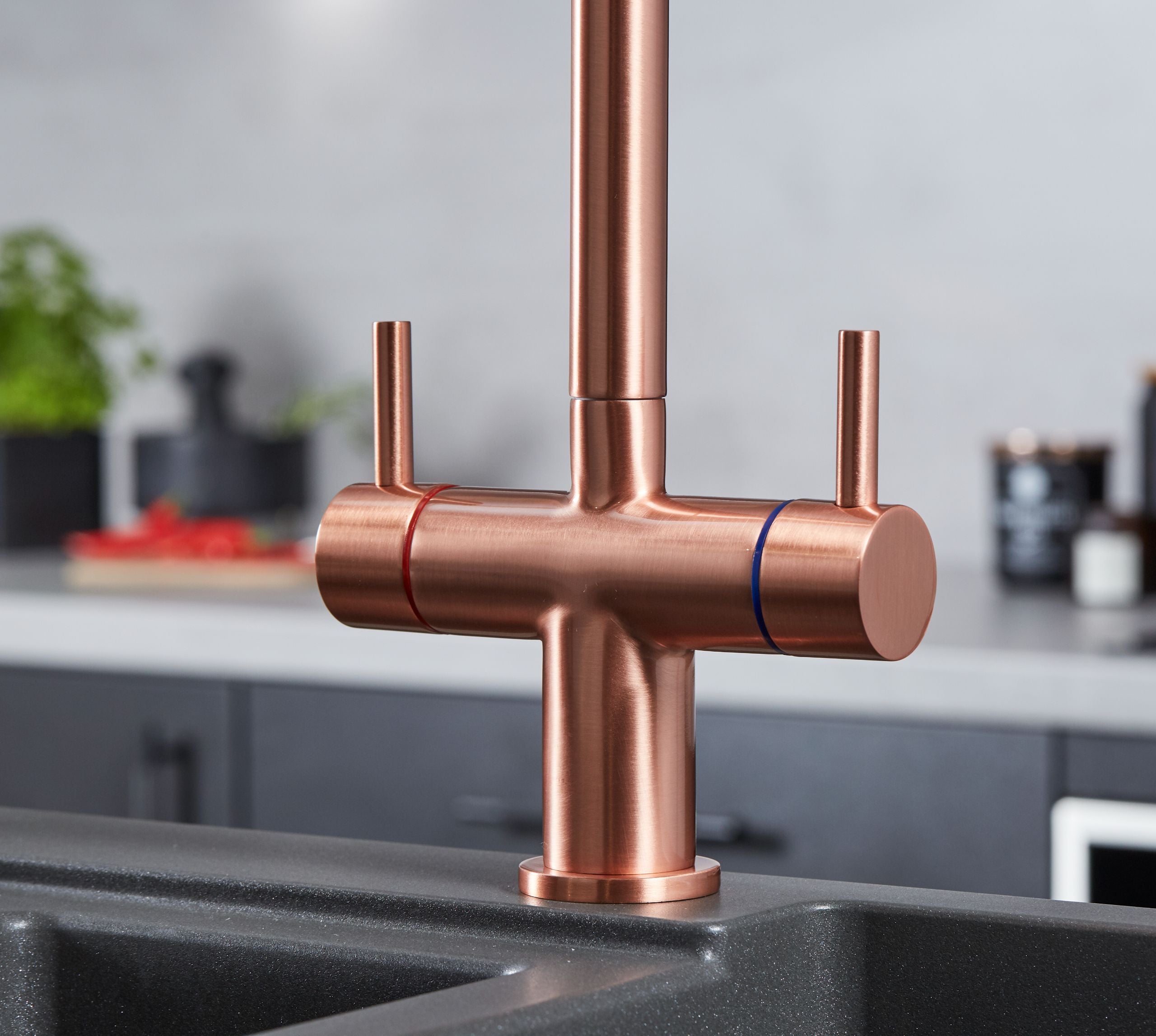 Shannon Twin Lever Swan Neck Mono Bloc Tap - Copper