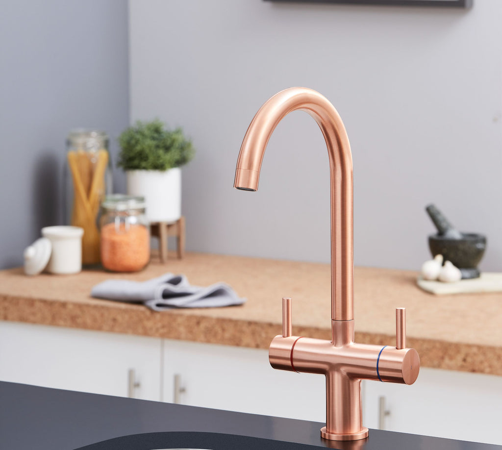 Shannon Twin Lever Swan Neck Mono Bloc Tap - Copper