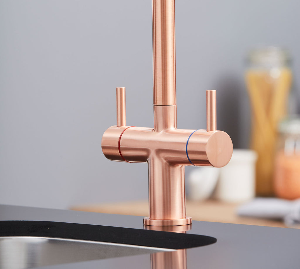 Shannon Twin Lever Swan Neck Mono Bloc Tap - Copper