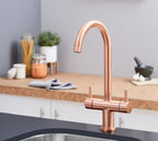 Shannon Twin Lever Swan Neck Mono Bloc Tap - Copper