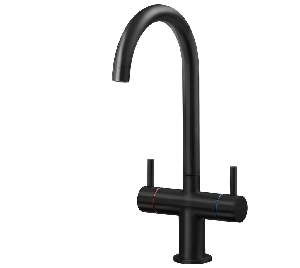 Shannon Twin Lever Swan Neck Mono Bloc Tap - Matt Black