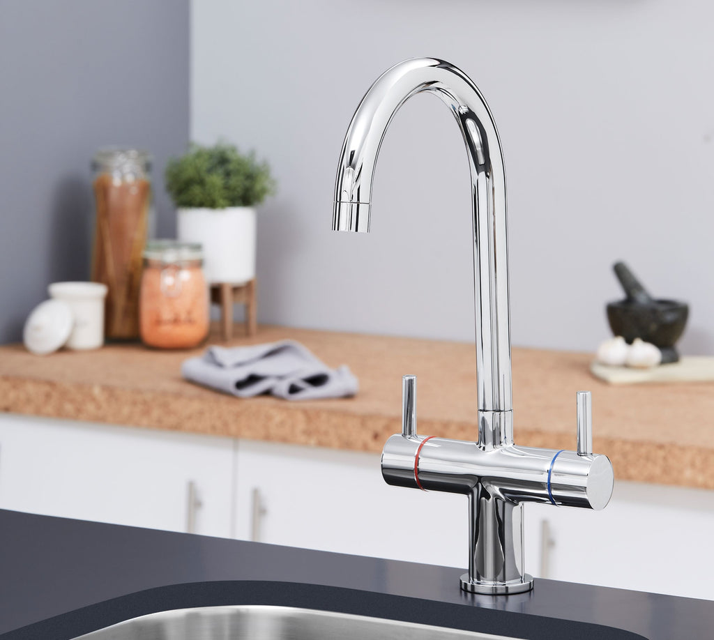 Shannon Twin Lever Swan Neck Mono Bloc tap - Chrome