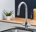 Shannon - Pull Out Twin Handle Swan Neck Mono Bloc Tap - Chrome