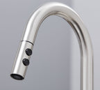 Shannon - Pull Out Twin Handle Swan Neck Mono Bloc Tap - Brushed Nickel