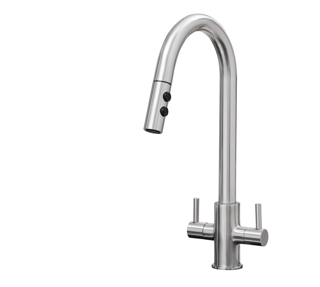 Shannon - Pull Out Twin Handle Swan Neck Mono Bloc Tap - Chrome