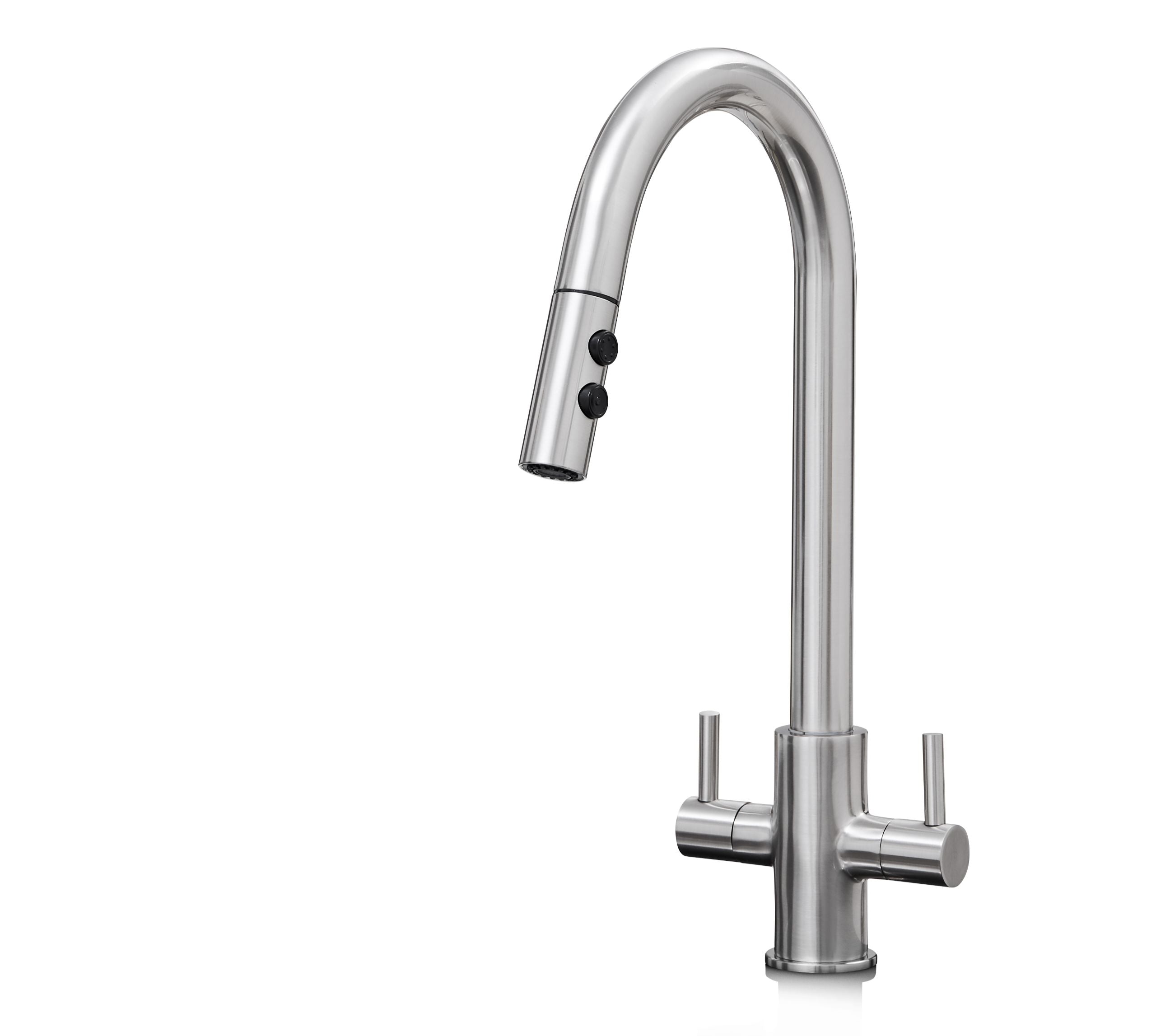 Shannon - Pull Out Twin Handle Swan Neck Mono Bloc Tap - Chrome