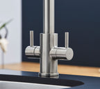 Shannon - Pull Out Twin Handle Swan Neck Mono Bloc Tap - Brushed Nickel