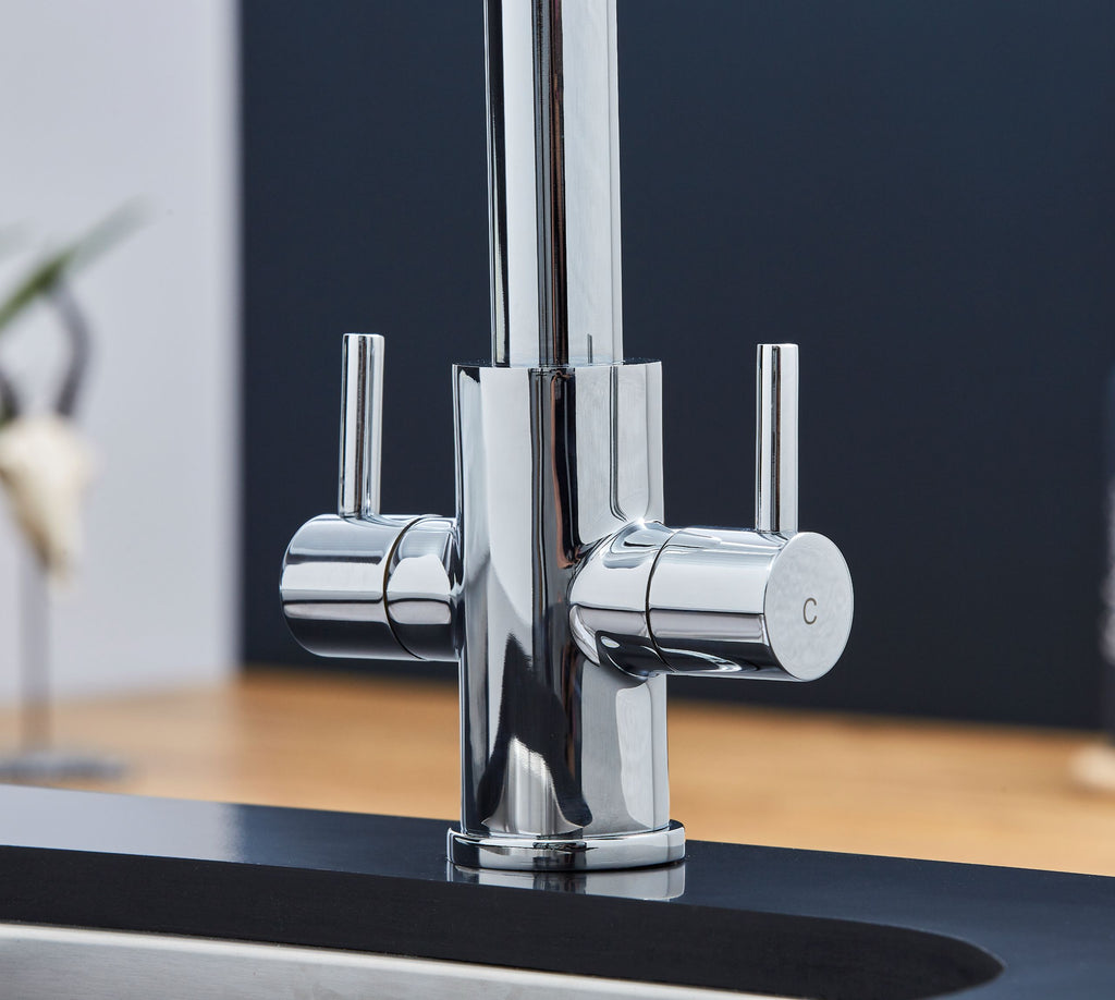 Shannon - Pull Out Twin Handle Swan Neck Mono Bloc Tap - Chrome