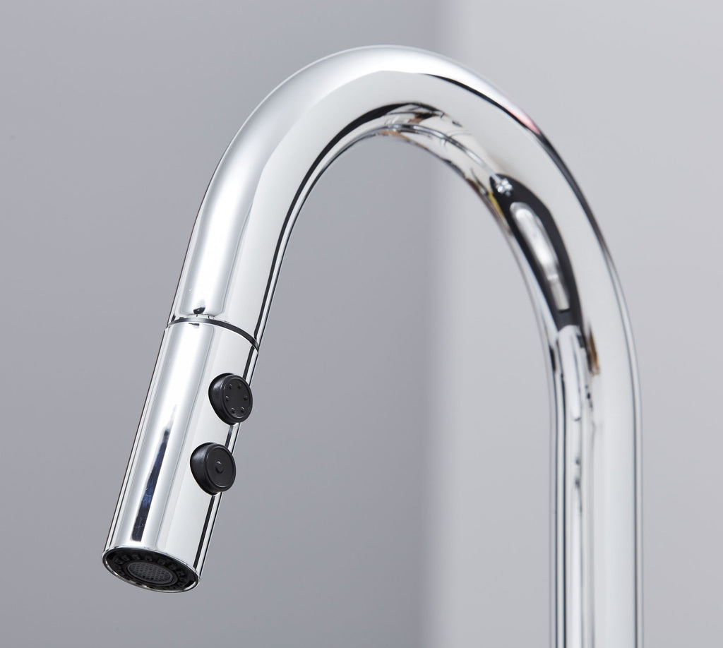 Shannon - Pull Out Twin Handle Swan Neck Mono Bloc Tap - Chrome