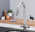 Shannon - Pull Out Twin Handle Swan Neck Mono Bloc Tap - Chrome