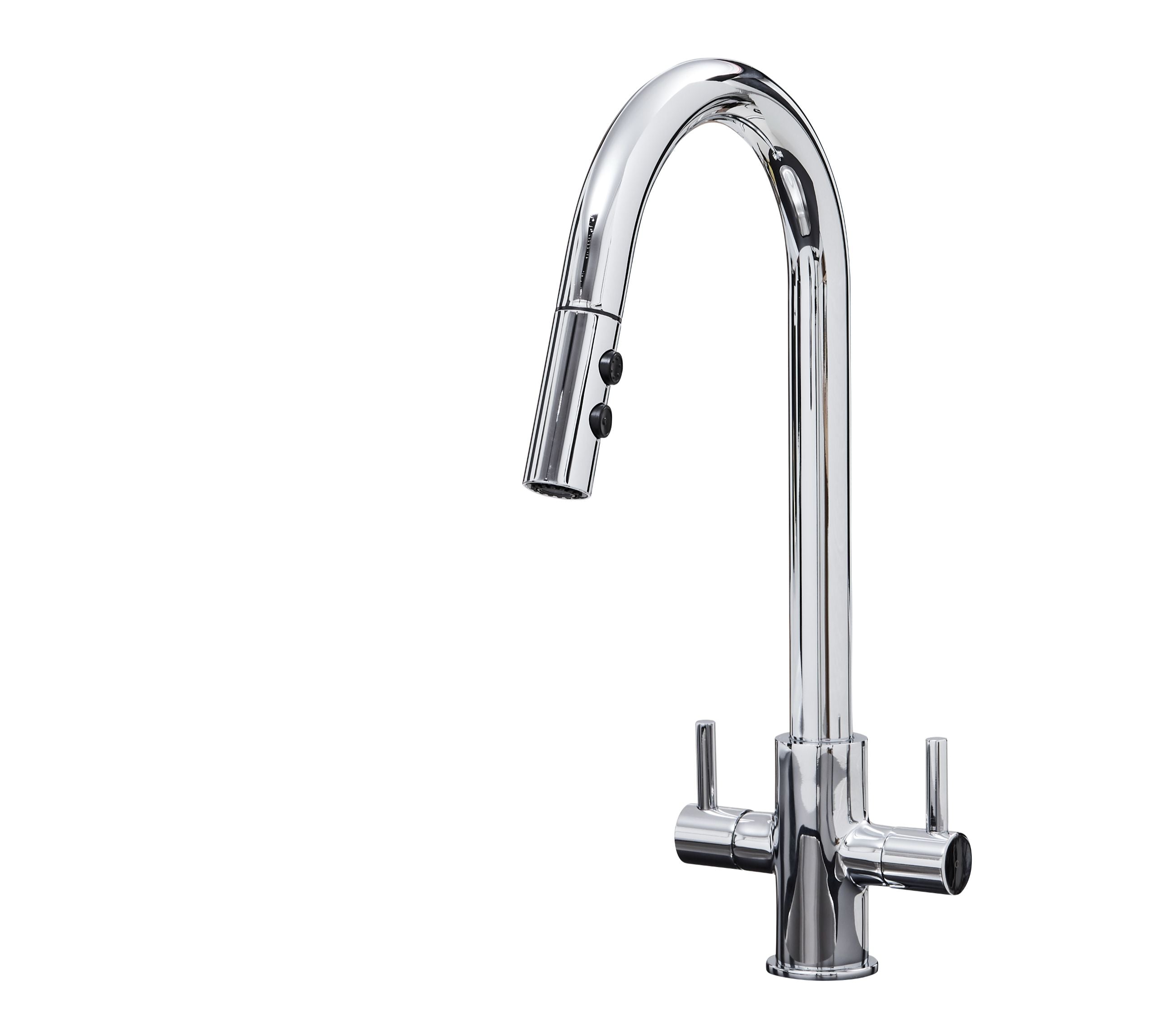 Shannon - Pull Out Twin Handle Swan Neck Mono Bloc Tap - Chrome