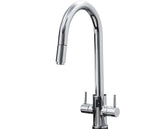 Shannon - Pull Out Twin Handle Swan Neck Mono Bloc Tap - Chrome