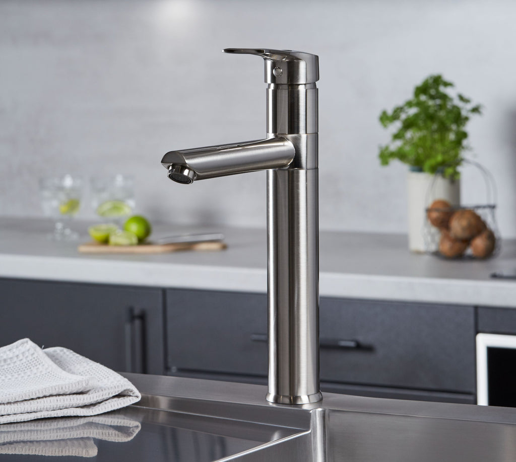 Aysgarth Mono Bloc Single Top Lever, Round Body Tap - Brushed Nickel