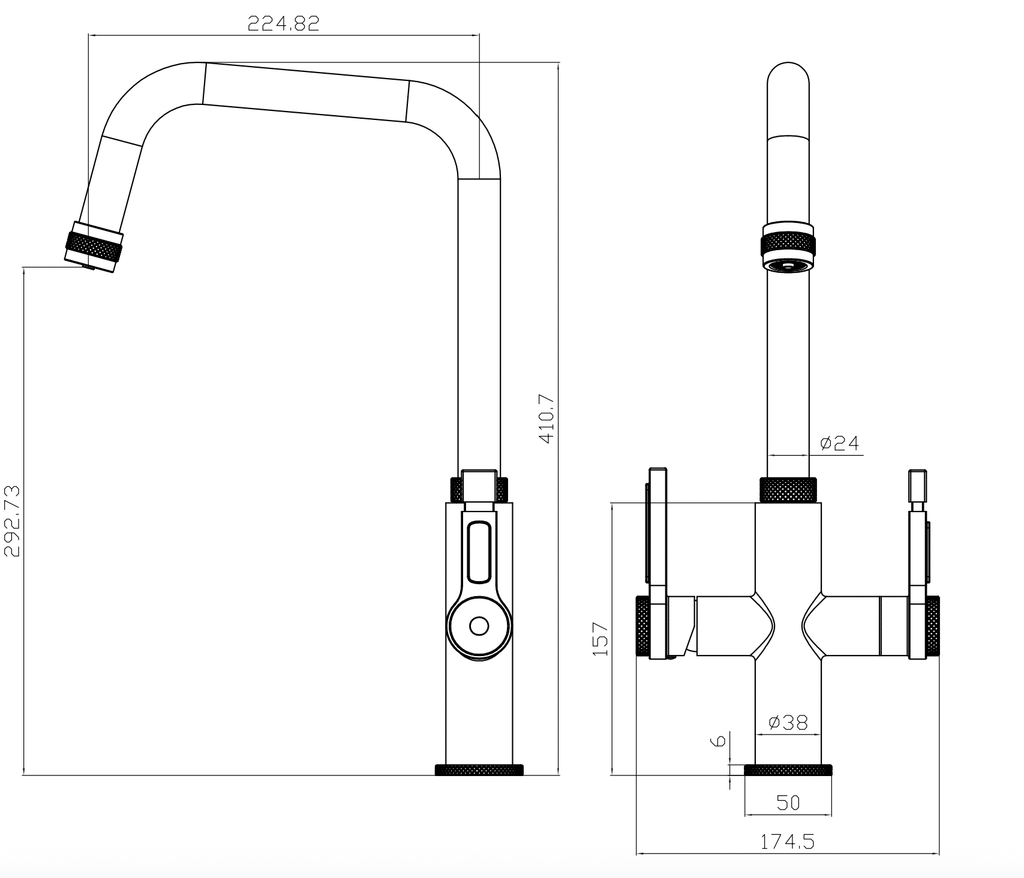 Artesano 3-in-1 D Shape Boiling Water Tap - Brushed Brass
