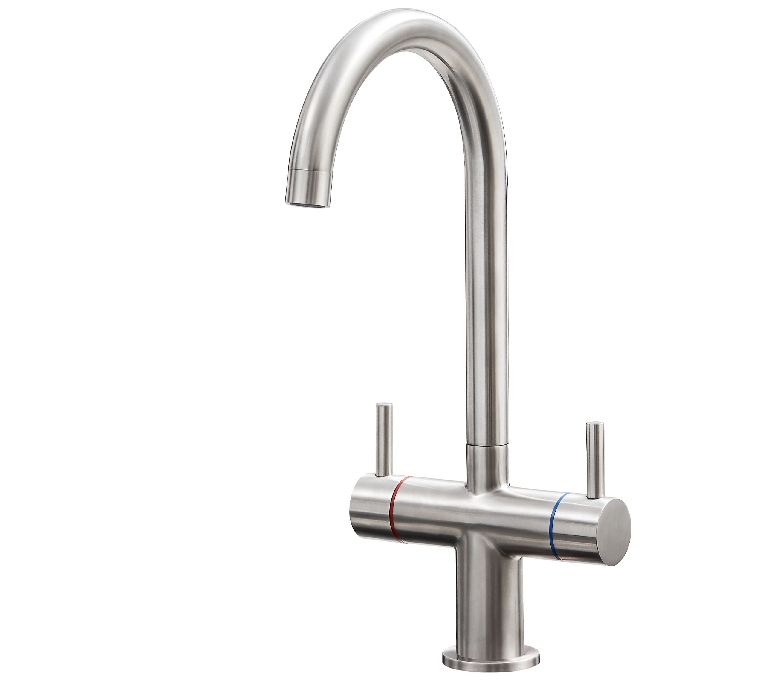 Shannon Twin Lever Swan Neck Mono Bloc Tap - Brushed Nickel