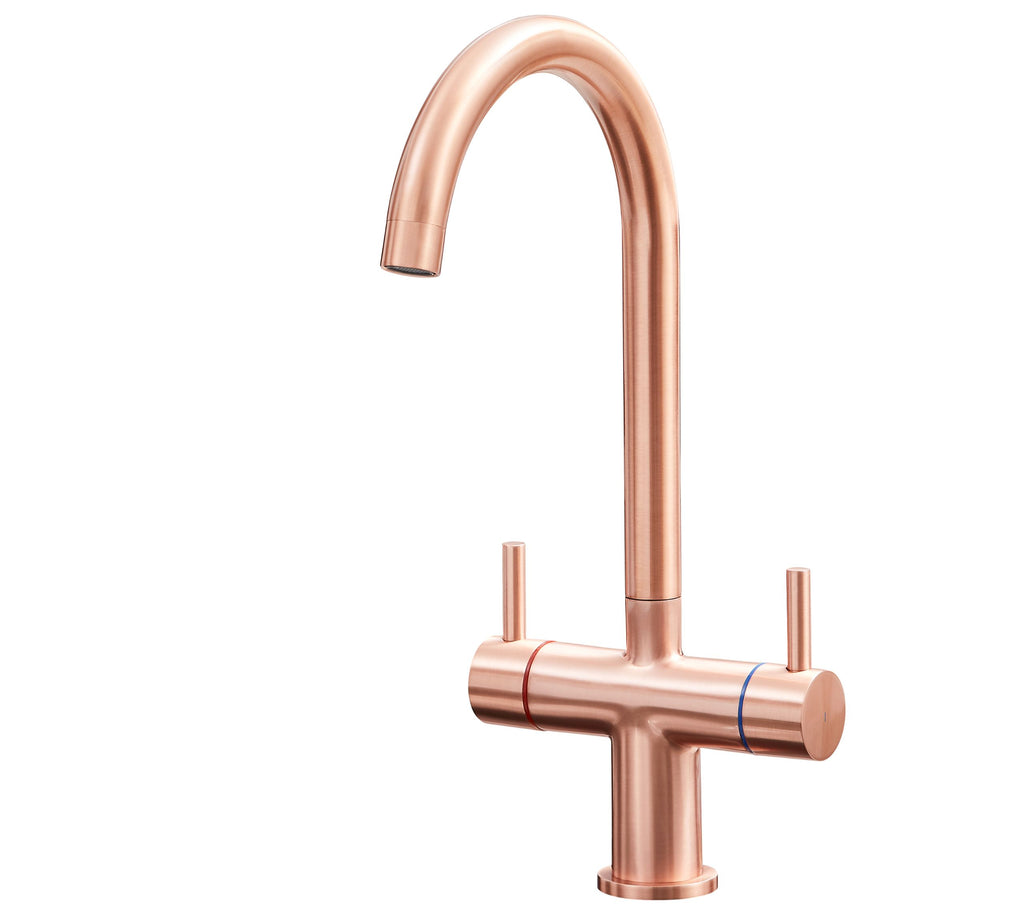 Shannon Twin Lever Swan Neck Mono Bloc Tap - Copper