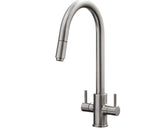 Shannon - Pull Out Twin Handle Swan Neck Mono Bloc Tap - Chrome