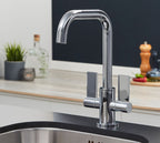 Malton Mono Bloc Flat Twin Lever Handles with Round D shaped Spout - Chrome