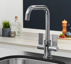 Malton Mono Bloc Flat Twin Lever Handles with Round D shaped Spout - Chrome