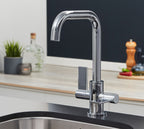 Malton Mono Bloc Flat Twin Lever Handles with Round D shaped Spout - Chrome