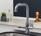 Malton Mono Bloc Flat Twin Lever Handles with Round D shaped Spout - Chrome