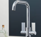 Malton Mono Bloc Flat Twin Lever Handles with Round D shaped Spout - Chrome