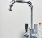 Malton Mono Bloc Flat Twin Lever Handles with Round D shaped Spout - Chrome
