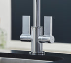 Malton Mono Bloc Flat Twin Lever Handles with Round D shaped Spout - Chrome
