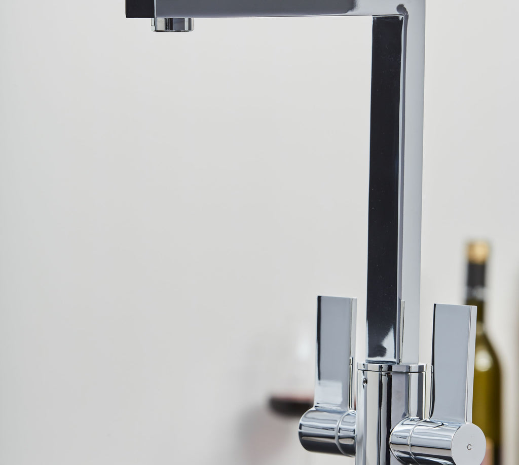 Ayton Mono Bloc Twin Flat Handle Square Spout - Chrome