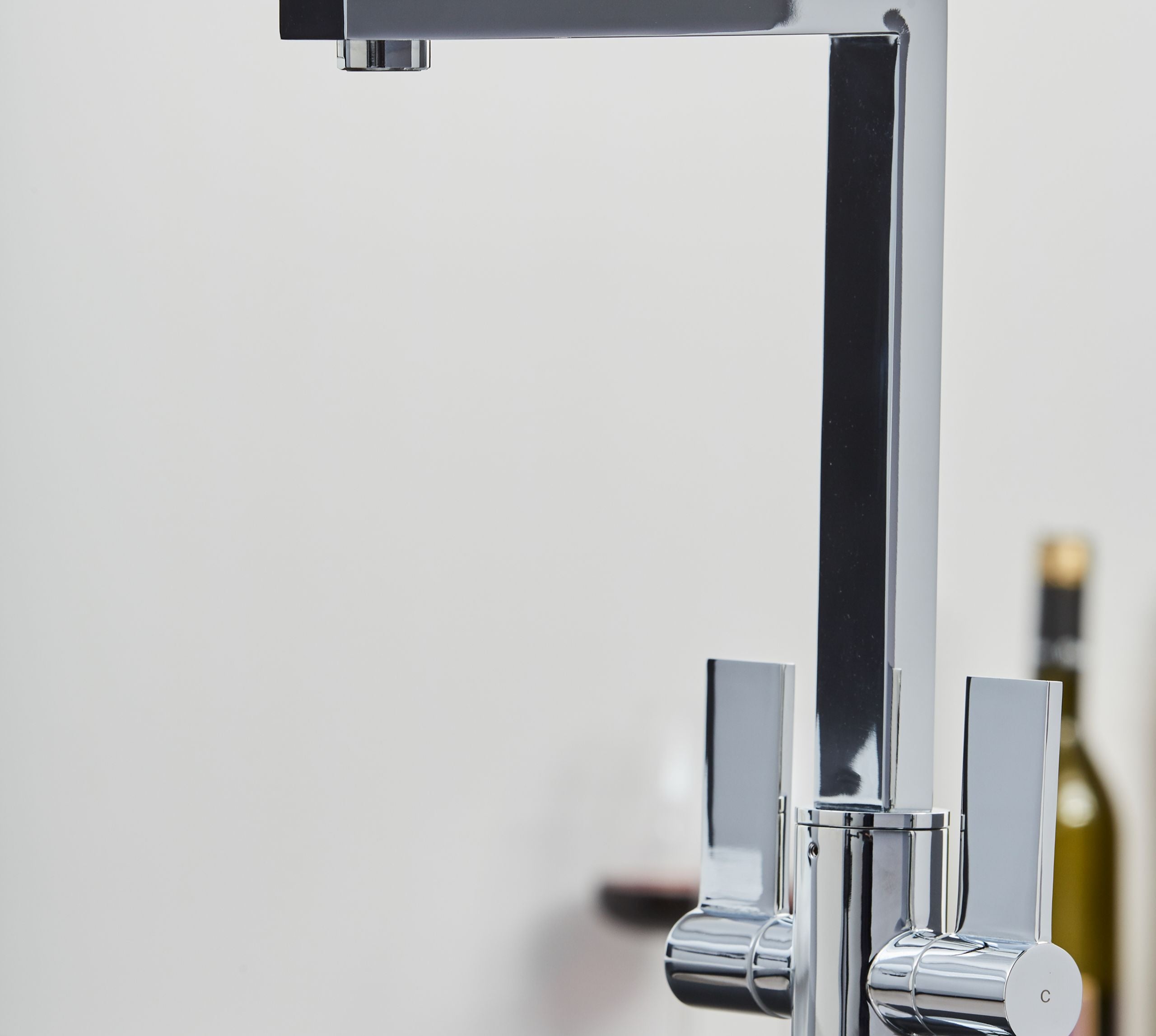 Ayton Mono Bloc Twin Flat Handle Square Spout - Chrome